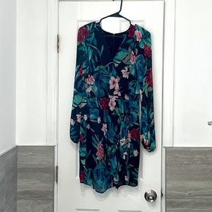 Tropical midi dress see through sleeves